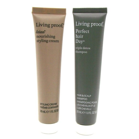 Living Proof Set No Frizz Smooth Styling Cream and Perfect Hair Day Shampoo 1 oz - Picture 1 of 6